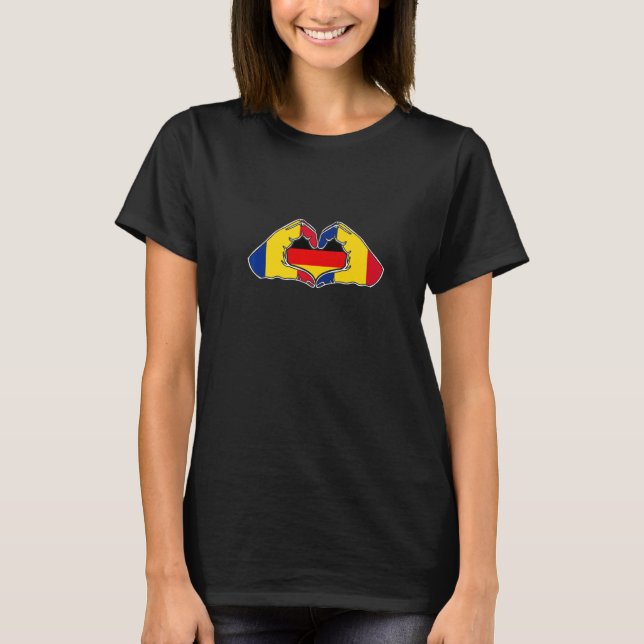 Camiseta Romania and Germany Heart hand friendship (Frente)