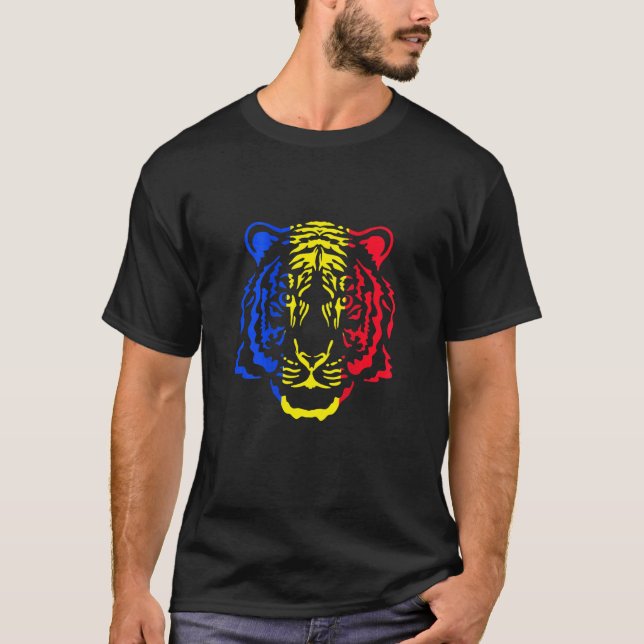 Camiseta Romania Tiger Romanian Flag (Frente)