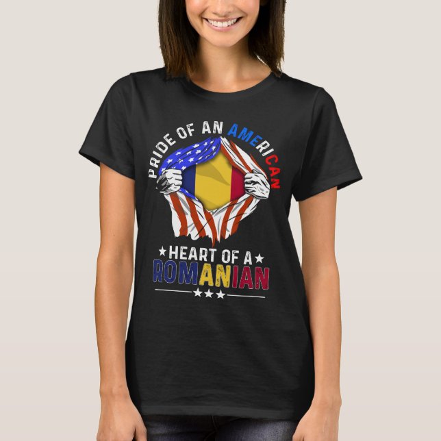 Camiseta Romanian American Foreign Romania Flag (Frente)