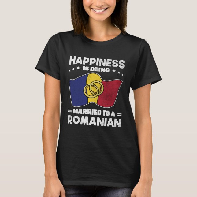Camiseta Romanian Wedding State of Romania Roots Married (Frente)