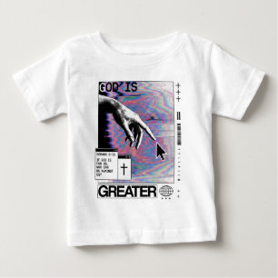 Camiseta Romanos 8:31 Mão de Deus Cyberpunk Glitch Art