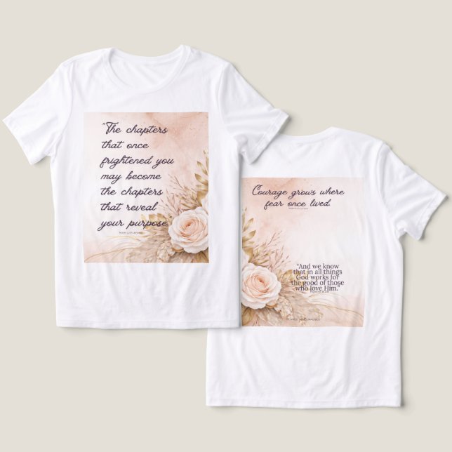 Camiseta Romans 8:28 Faith (Design Frente e Verso)