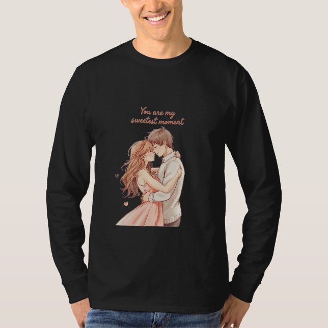 Camiseta Romantic Anime Couple - Sweet Valentine Moment (Frente)