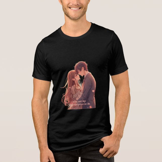 Camiseta Romantic Anime Couple - Valentine's Day  Aesthetic (Frente)