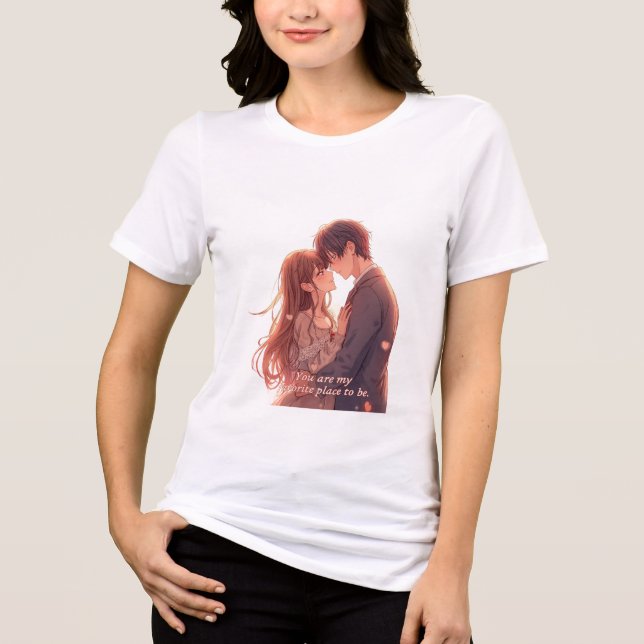 Camiseta Romantic Anime Couple - Valentine's Day  Aesthetic (Frente)