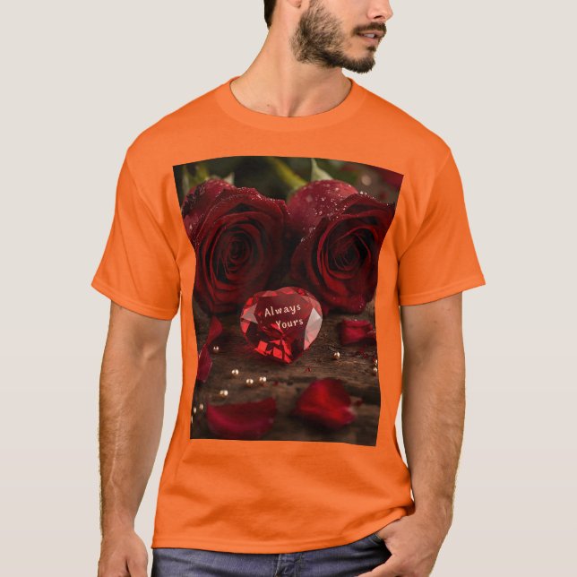 Camiseta Romantic Red Rose Always Yours Valentine Couple  (Frente)