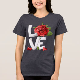 Camiseta Romantic Red Rose Botanical Love Typography