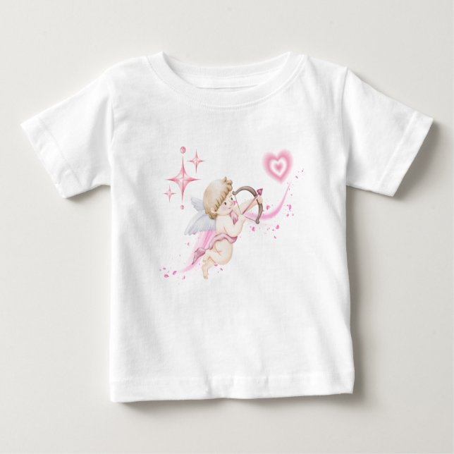 Camiseta Romantic Valentine Art with Pink Heart Glow (Frente)