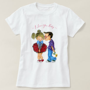 Camiseta Romântica Casal e Texto - Eu Amo Você Que