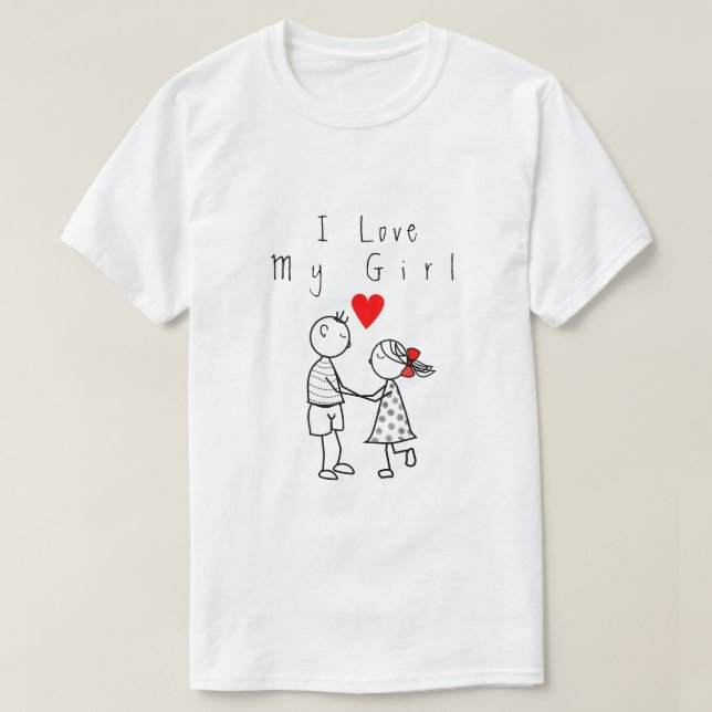 Camiseta Romântica Com Texto - Eu Amo Minha Menina (Frente do Design)