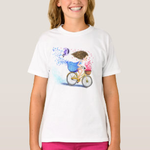 Camiseta Romântica de Menina com Bicicleta