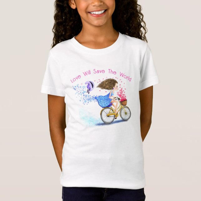 Camiseta Romântica de Menina com Bicicleta - Seu T (Frente)