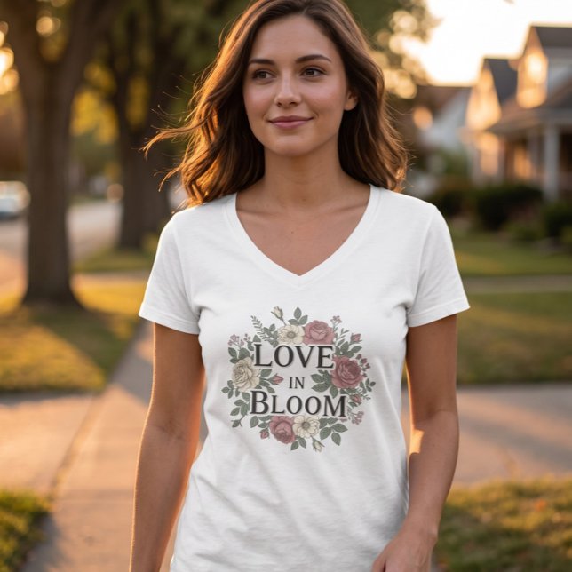 Camiseta Romântica Floral Love in Bloom (Criador carregado)