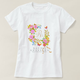 Camiseta Romântica Monograma do Jardim Florente Branco