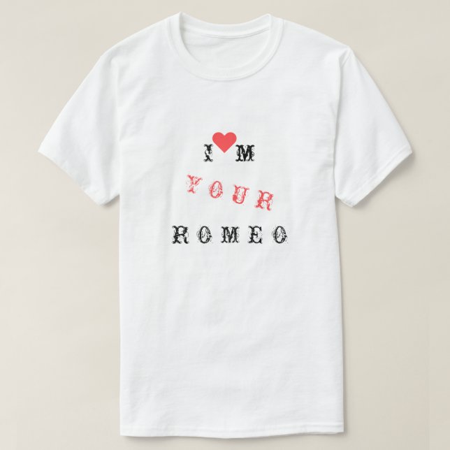 Camiseta Romântica para Romeu Engraçado (Frente do Design)