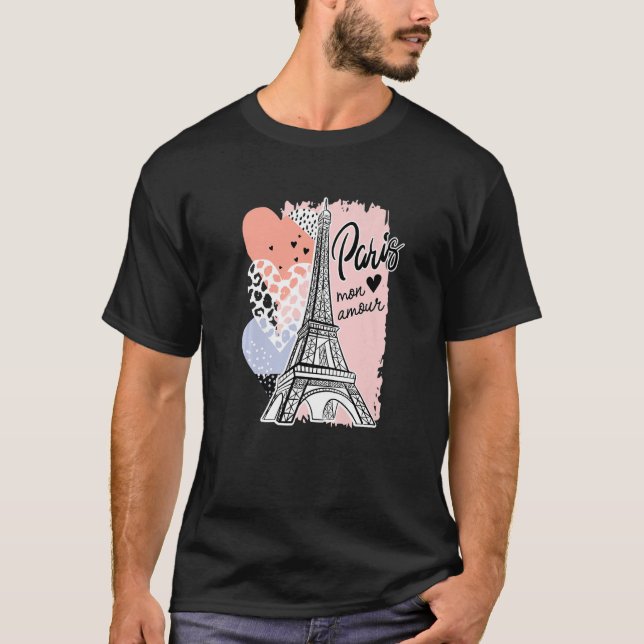 Camiseta Romântica Paris Mon Amour Paris My Love Eiffel Tow (Frente)