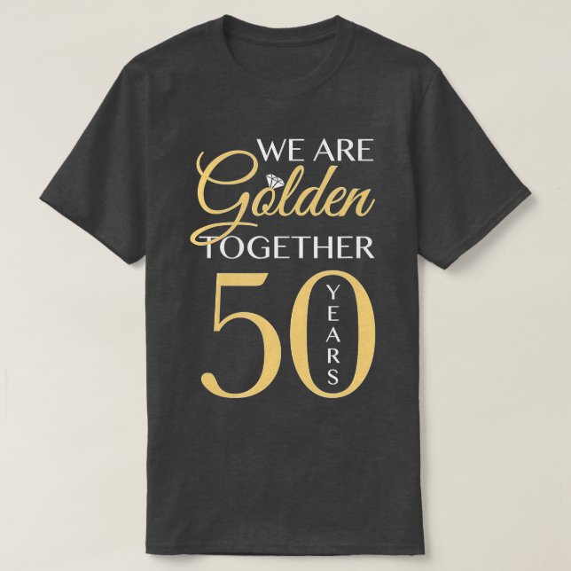Camiseta Romântico para Casais - 50º aniversário de casamen (Frente do Design)