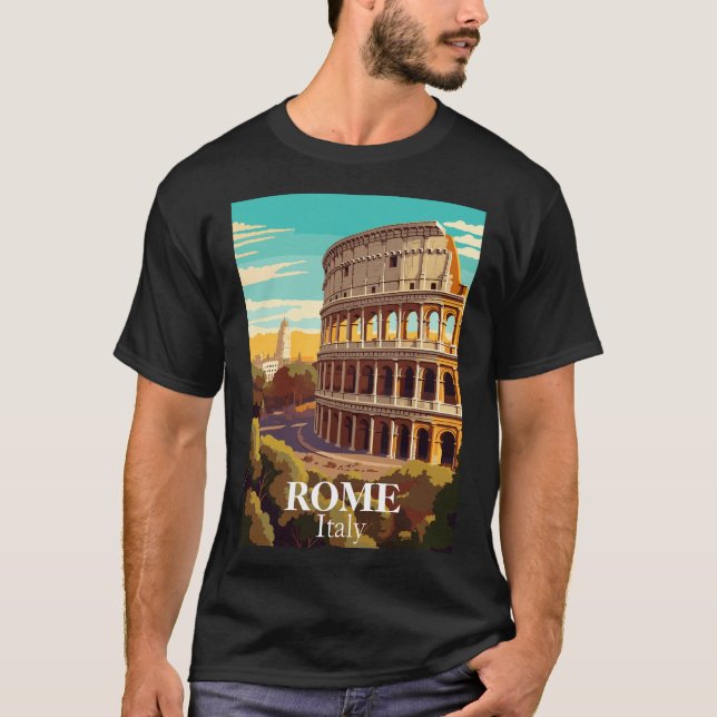 Camiseta Rome Colosseum Italy Travel Illustration (Frente)