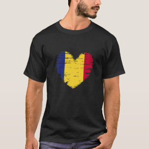 Camiseta Romênia Coração Bandeira Romena Orgulho Romeno
