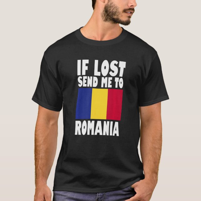 Camiseta Romênia Flag Design Se perdido envie-me para Romên (Frente)
