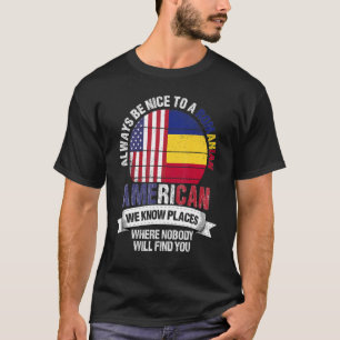Camiseta Romeno Americano Conhecemos Lugares Onde A Romênia