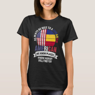 Camiseta Romeno americano Conhecemos Lugares onde Romênia F