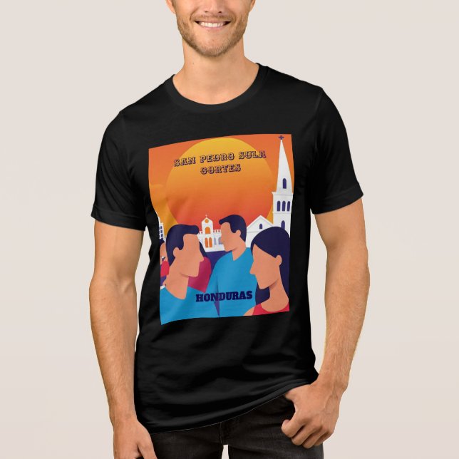 Camiseta Rompecabezas  Honduras San Pedro Sula Retro poster (Frente)