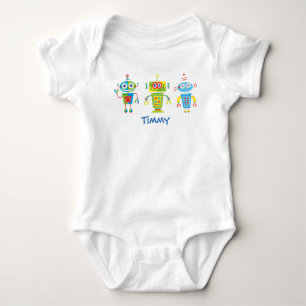 Camiseta Romper do bebê de três robôs