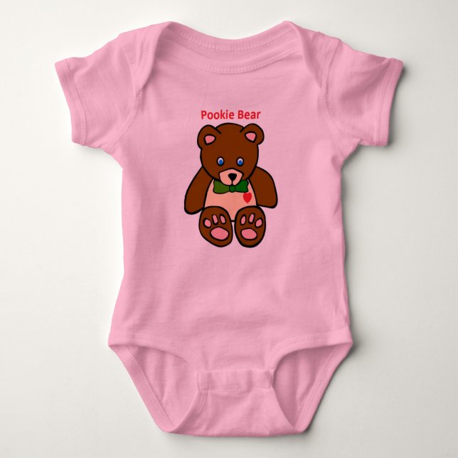 Camiseta Romper do urso de Pookie para miúdos (Frente)