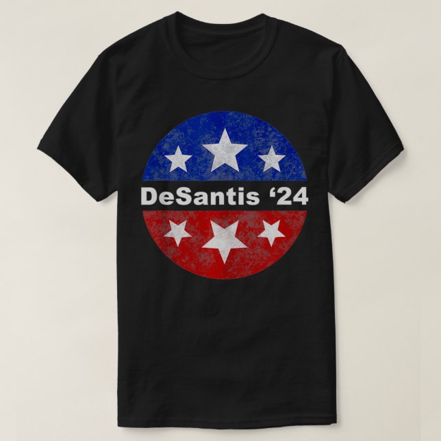 Camiseta RON DESANTIS 2024 Botão Tee DeSantis (Frente do Design)