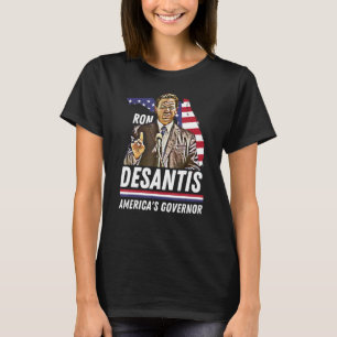Camiseta Ron Desantis America's Governador Florida Flag dos