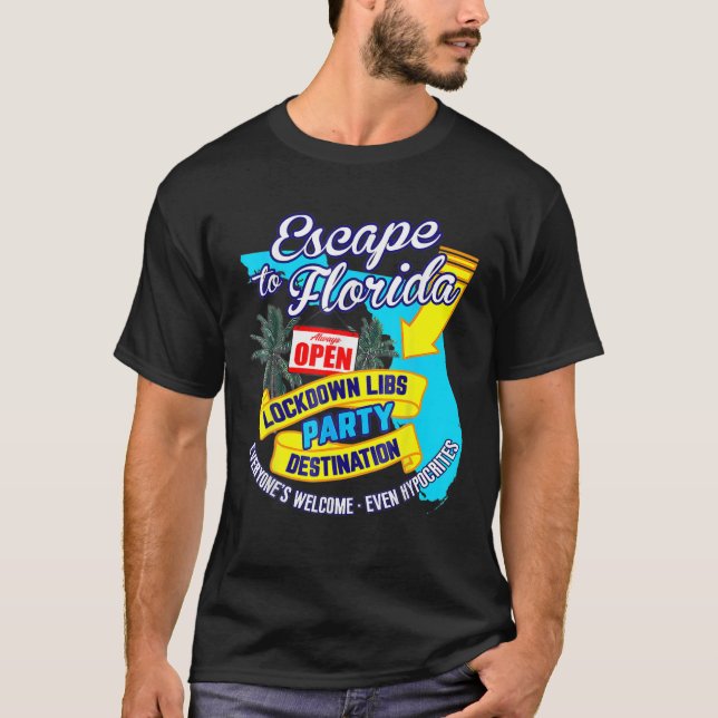 Camiseta Ron Desantis Escape Para Flórida Vinatge Engraçado (Frente)