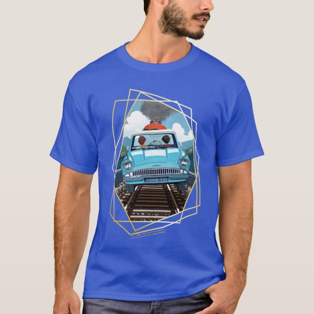 Camiseta Ron & HARRY POTTER™ em carro voador para HOGWARTS™ (Frente)