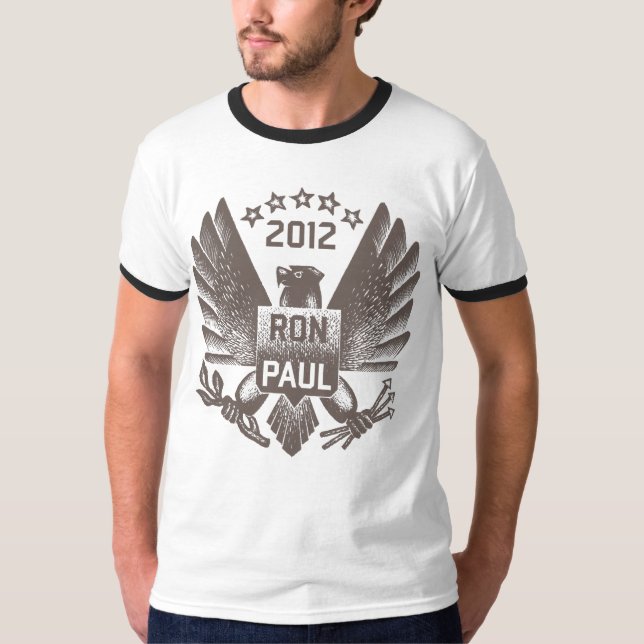 Camiseta Ron Paul 2012 Eagle cinzento escuro (Frente)