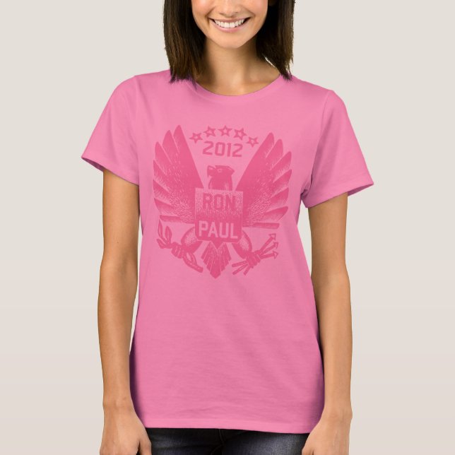 Camiseta Ron Paul 2012 Eagle cor-de-rosa (Frente)