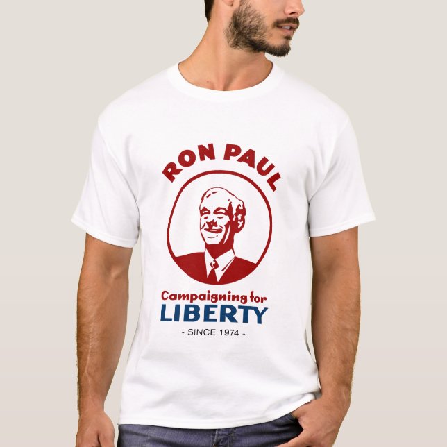 Camiseta Ron Paul - fazendo campanha para a liberdade desde (Frente)