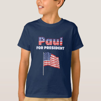 Camiseta Ron Paul para a bandeira americana do presidente