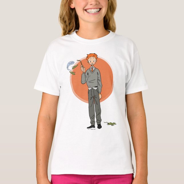 Camiseta Ron Weasley Ilustração "Comer Slugs" (Frente)