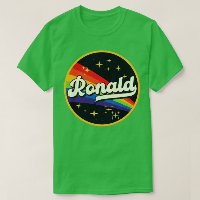 Camiseta Ronald Rainbow No Estilo Vintage Espacial (Frente do Design)