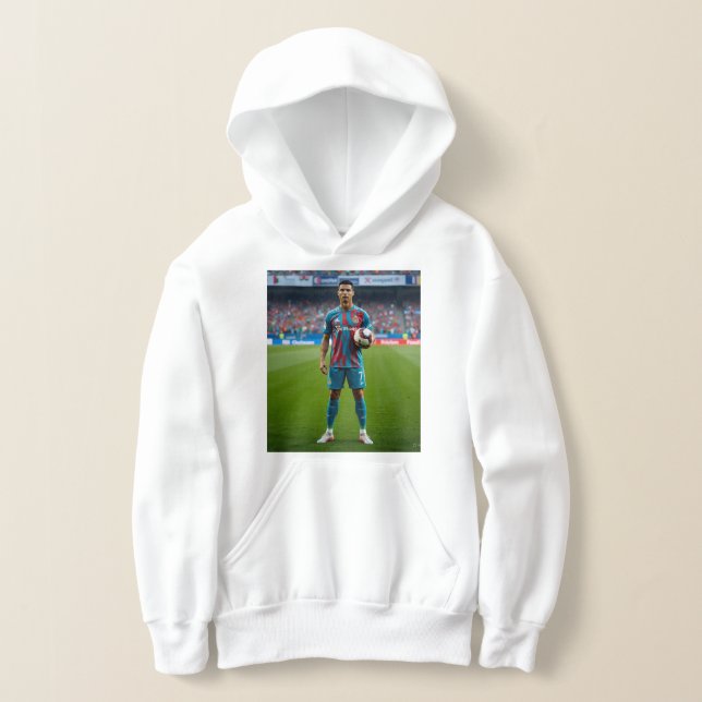 Camiseta  Ronaldo in a Teal and Red Striped Kit Holding a S (Postura )