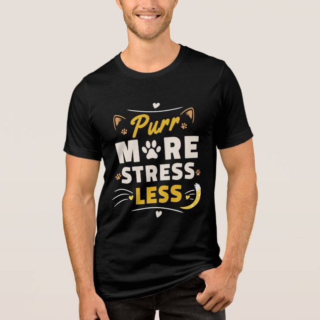 Camiseta Ronronar Mais, Estresse Menos - Design Retro de Ga (Frente)