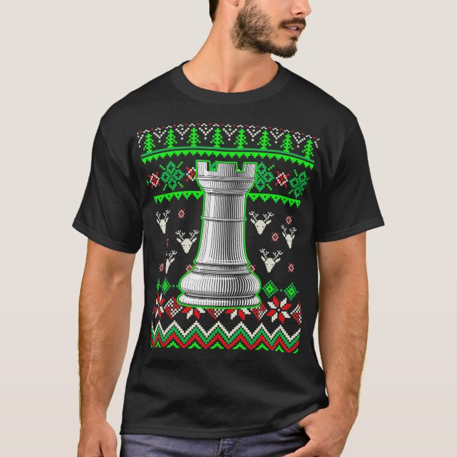 Camiseta Rook Chessmen Ugly Christmas Chess (Frente)