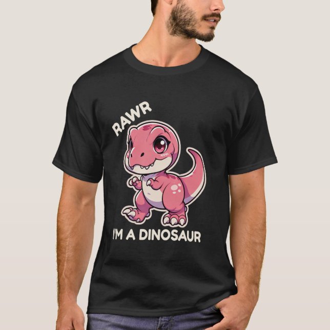 Camiseta Roooar Eu Sou Um Monstro T-Rex De Desenho De Dinos (Frente)