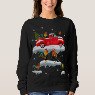 Camiseta Rooster Dirigindo Árvore de Natal Red Truck Rooste
