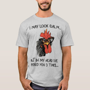 Camiseta Rooster Engraçado/ Eu o Pecei três vezes