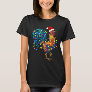 Camiseta Rooster Engraçado Galinha Luzes de Natal Pajama Fa