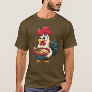 Camiseta Rooster Ramen Engraçado - Noodles Comedores De Fra