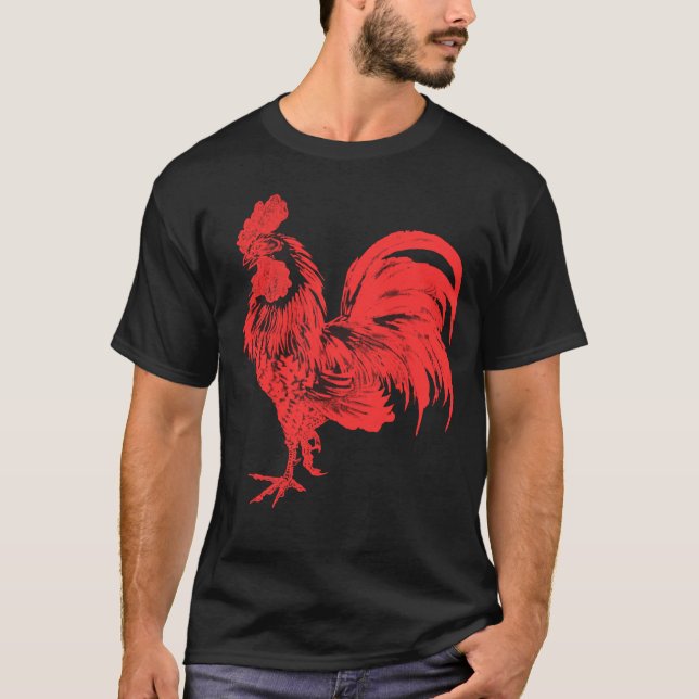 Camiseta Rooster Red Cocky Vintage (Frente)