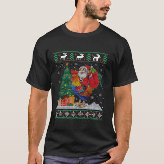 Camiseta Rooster Ugly Papais noeis Xmas Andando no Rooster 