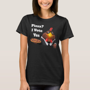 Camiseta Rooster Universo 3D Adorável Com Pizza
